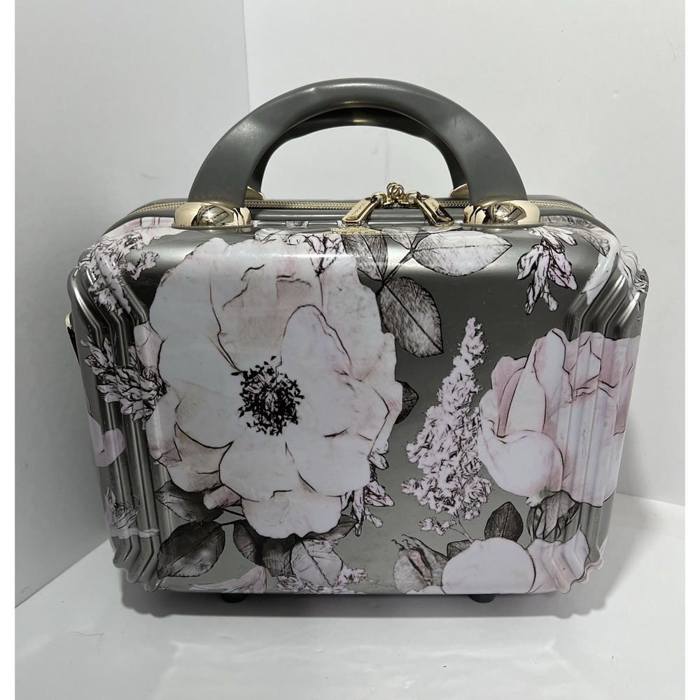 TRIFORCE Elite Silver Floral Hard Beauty Travel Case *No strap*